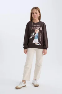 DeFacto Sakura Oversize Wide Fit Crew Neck Sweatshirt Girl - Image 2