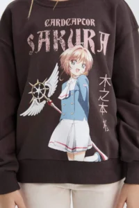 DeFacto Sakura Oversize Wide Fit Crew Neck Sweatshirt Girl - Image 5