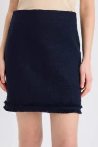 DeFacto A Cut High Waist Basic Straight Tweed Mini Skirt - Image 5