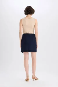 DeFacto A Cut High Waist Basic Straight Tweed Mini Skirt - Image 7