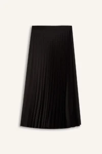 DeFacto A-Line High Waist Pleated Basic Plain Satin Maxi Skirt - Image 6