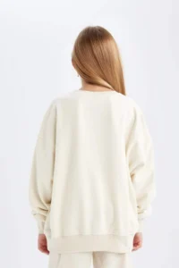 DeFacto Girl's Oversize Wide Fit Crew Neck Printed Sweatshirt - Image 6