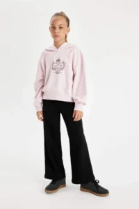 DeFacto Oversize Wide Fit Hooded Embroidered Sweatshirt Girl - Image 2