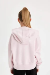 DeFacto Oversize Wide Fit Hooded Embroidered Sweatshirt Girl - Image 5