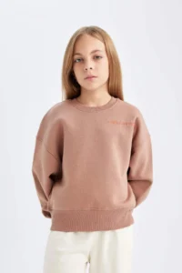 DeFacto Girl's Relax Fit Crew Neck Printed Sweatshirt - Image 3