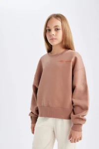 DeFacto Girl's Relax Fit Crew Neck Printed Sweatshirt - Image 4