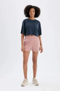 DeFacto Crop Crew Neck Sports Modal Short Sleeve T-Shirt - Image 2