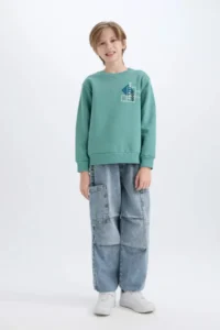 DeFacto Boy's Crew Neck Printed Sweatshirt - Image 2