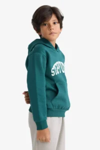 DeFacto Hooded Printed Pocket Sweatshirt Boy - Image 3
