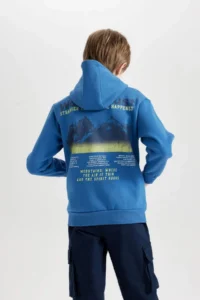 DeFacto Hooded Back Printed Pocket Sweatshirt Boy - Image 5