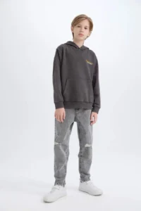 DeFacto Boy's Hooded Back Printed Sweatshirt - Image 2