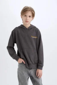 DeFacto Boy's Hooded Back Printed Sweatshirt - Image 4