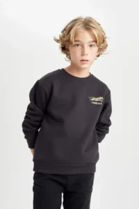 DeFacto Boy's Printed Crew Neck Sweatshirt - Image 4