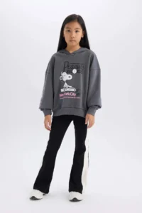 DeFacto Girl's Snoopy Oversize Wide Fit Hooded Sweatshirt - Image 2