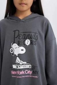 DeFacto Girl's Snoopy Oversize Wide Fit Hooded Sweatshirt - Image 5