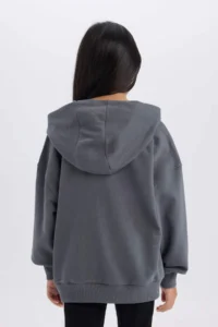 DeFacto Girl's Snoopy Oversize Wide Fit Hooded Sweatshirt - Image 7