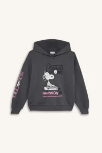 DeFacto Girl's Snoopy Oversize Wide Fit Hooded Sweatshirt - Image 8