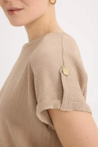 DeFacto Regular Fit Crew Neck Wrapped Short Sleeve T-Shirt - Image 5