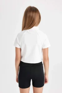 DeFacto Relax Fit High Collar Zippered Short Sleeve T-Shirt Girl - Image 6