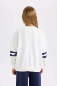 DeFacto Oversize Wide Fit Crew Neck Printed Sweatshirt Girl - Image 6