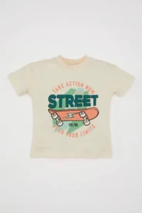 DeFacto Crew Neck Printed Short Sleeve T-Shirt Baby Boy