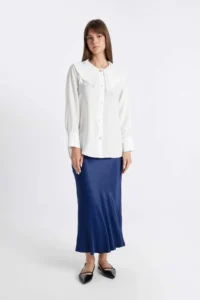 DeFacto A Cut Basic Plain Satin Maxi Skirt - Image 2