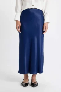 DeFacto A Cut Basic Plain Satin Maxi Skirt - Image 3