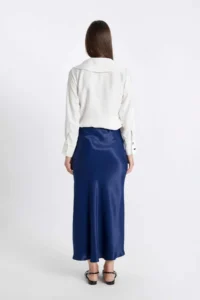 DeFacto A Cut Basic Plain Satin Maxi Skirt - Image 4