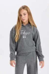 DeFacto Hooded Printed Thessaloniki Fabric Sweatshirt Girl