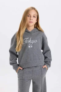 DeFacto Hooded Printed Thessaloniki Fabric Sweatshirt Girl - Image 3