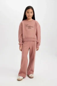 DeFacto Crew Neck Printed Thessaloniki Fabric Dusty Rose Girl's Sweatshirt D4295A8/BR165 - Image 2