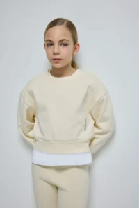DeFacto Relax Fit Crew Neck Basic Plain Soft Lined Sweatshirt Girl Child