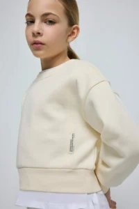 DeFacto Relax Fit Crew Neck Basic Plain Soft Lined Sweatshirt Girl Child - Image 3