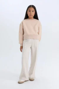 DeFacto Relax Fit Crew Neck Basic Plain Soft Lined Sweatshirt Girl Child - Image 5
