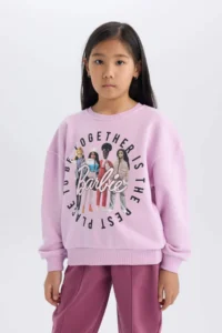 DeFacto Barbie Relax Fit Crew Neck Sweatshirt Girl - Image 4