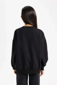 DeFacto Oversize Wide Fit Crew Neck Printed Sweatshirt Girl - Image 6