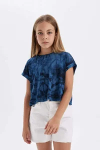 DeFacto Crew Neck Patterned Short Sleeve T-Shirt Girl