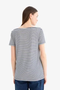 DeFacto Regular Fit Boat Neck Striped Short Sleeve T-Shirt - Image 6