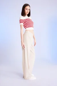 DeFacto Slim Fit Narrow Cut Striped Crew Neck Short Sleeve Knitwear Sweater D4619ax24au - Image 2