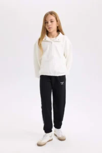 DeFacto Relax Fit Snap Fastening Stand Collar Basic Plain Sweatshirt Girl - Image 2