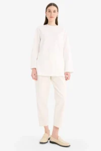 DeFacto Regular Fit Crew Neck Basic Plain Long Sleeve T-Shirt Tunic D4897ax25sm - Image 2