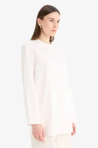 DeFacto Regular Fit Crew Neck Basic Plain Long Sleeve T-Shirt Tunic D4897ax25sm - Image 3