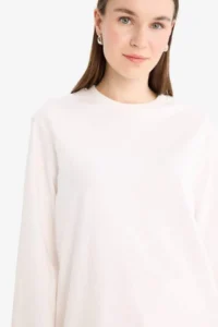 DeFacto Regular Fit Crew Neck Basic Plain Long Sleeve T-Shirt Tunic D4897ax25sm - Image 4