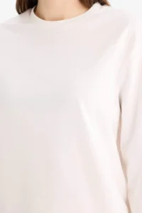 DeFacto Regular Fit Crew Neck Basic Plain Long Sleeve T-Shirt Tunic D4897ax25sm - Image 5