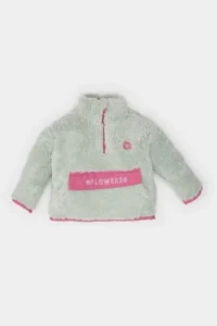 DeFacto Baby Girl High Collar Zippered Welsoft Plush Sweatshirt