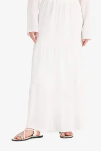 DeFacto High Waist Cotton Lined Crinkle Viscose Maxi Skirt D5033ax25sm