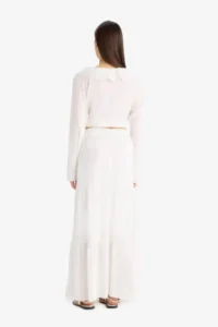 DeFacto High Waist Cotton Lined Crinkle Viscose Maxi Skirt D5033ax25sm - Image 7