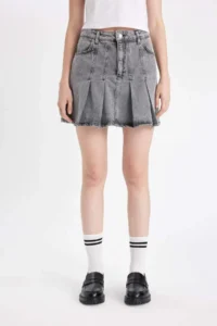 DeFacto Fashion Fit Pileli Cepli Mini Jean Etek - Image 4