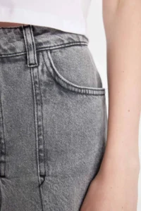 DeFacto Fashion Fit Pileli Cepli Mini Jean Etek - Image 5