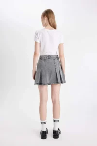 DeFacto Fashion Fit Pileli Cepli Mini Jean Etek - Image 6